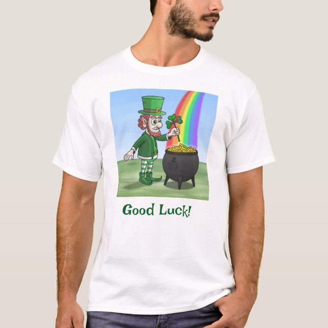 T-shirt Le lutin irlandais et le pot d'or (Devant)