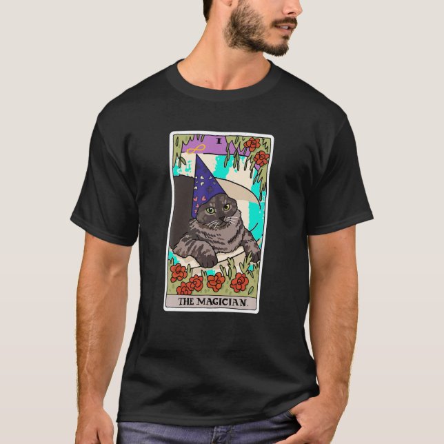 T-shirt Le Magicien Cat Tarot Card Rider Waite Deck Hallo (Devant)
