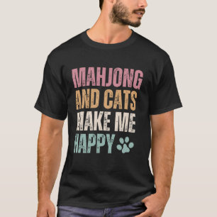 T-shirt Le Mahjong Et Les Chats Me Rendent Heureux Et Drôl