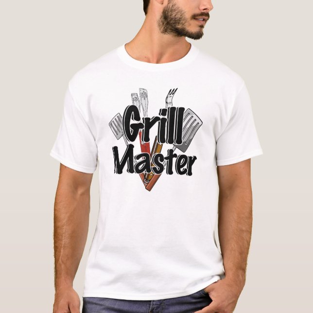 T-shirt Le Maître du Grill avec les outils de BBQ (Devant)