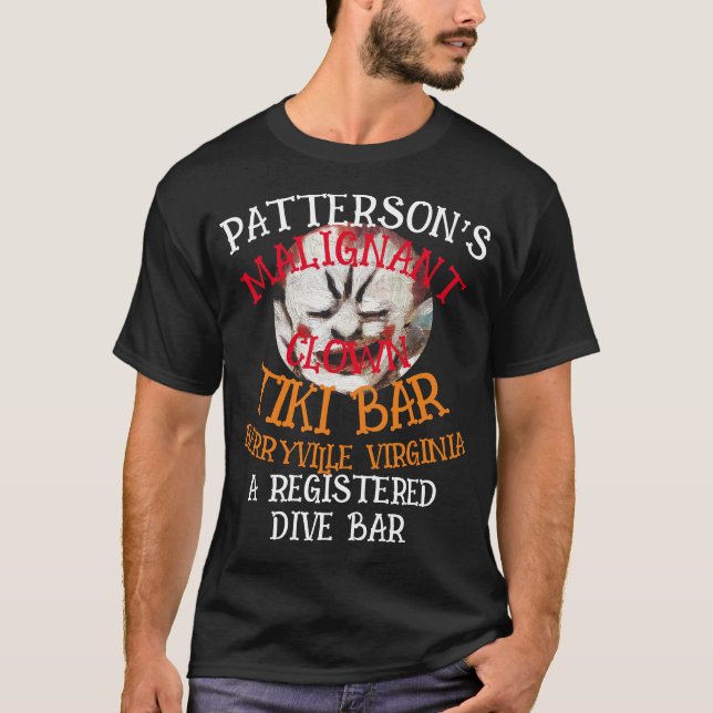 T-SHIRT LE MALIGNANT DE PATTERSON, CLOWN TIKI BAR BERRYVIL (Devant)