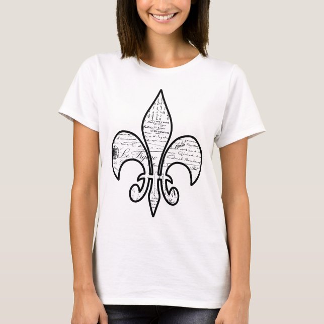 T-shirt Le manuscrit de Fleur de Lis French exprime Paris (Devant)