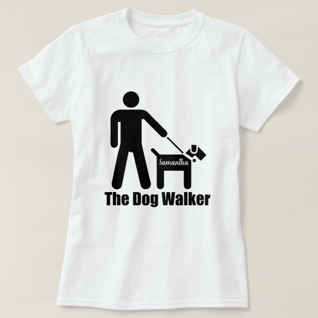 T-shirt Le marcheur de chien ajoute un nom ou un texte amu (Design devant)