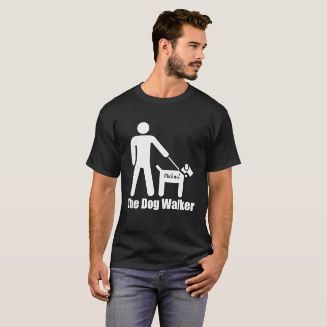 T-shirt Le marcheur de chien ajoutent le nom ou le texte (Devant entier)
