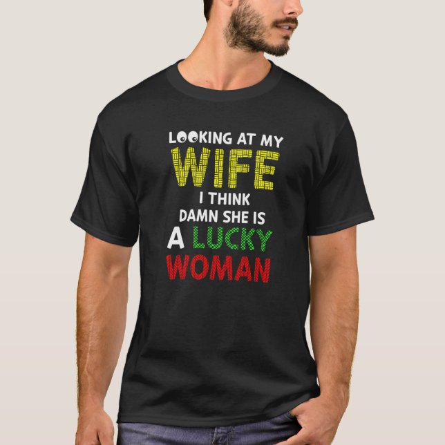 T-shirt Le Mari Hubby Ma Femme Est Une Femme Heureuse (Devant)