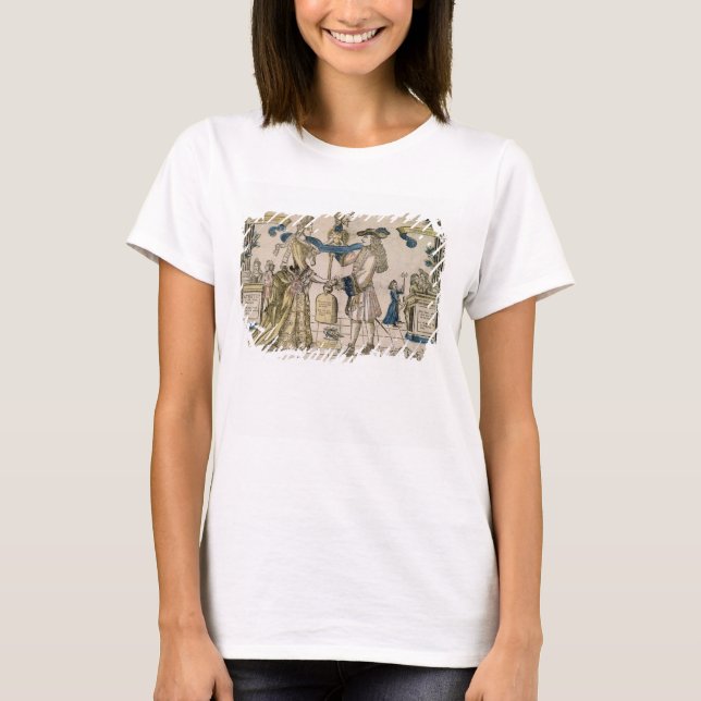 T-shirt Le mariage heureux (coupe de bois couleur pochoir) (Devant)