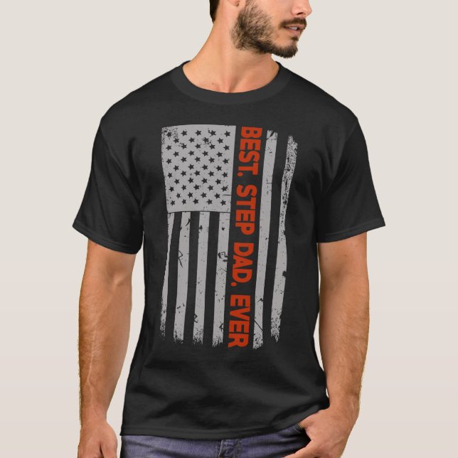 T-shirt Le meilleur drapeau des États-Unis de papa d'étape (Devant)