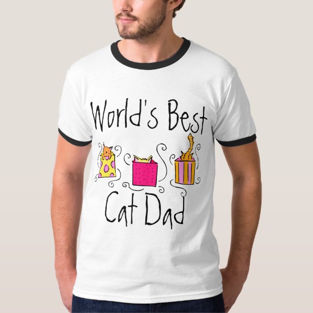 T-shirt Le meilleur papa du chat du monde (Devant)
