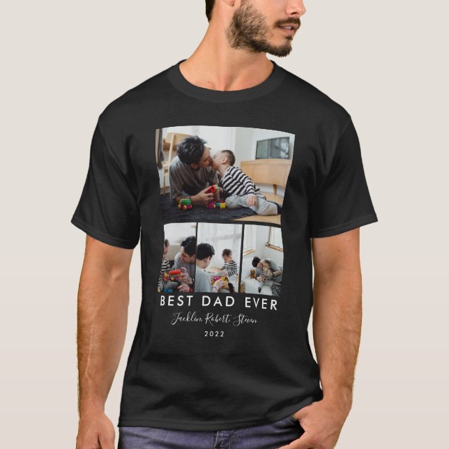 T-shirt LE MEILLEUR PAPA JAMAIS | Collage photo personnali (Devant)