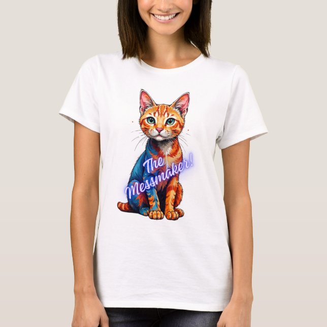 T-shirt Le Messmaker : Chat Joueur et Mischievous (Devant)