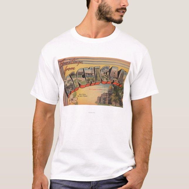 T-shirt Le Michigan (capitale de l'État/fleur) (Devant)