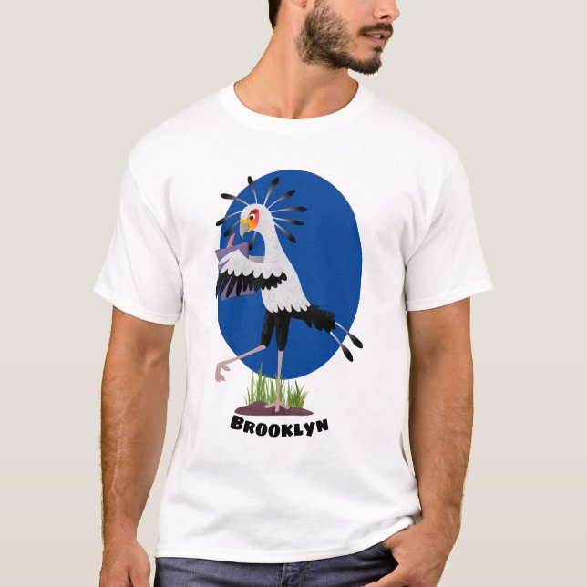 T-shirt Le mignon secrétaire oiseau écrire des notes dessi (Devant)