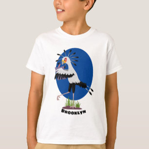 T-shirt Le mignon secrétaire oiseau écrire des notes dessi