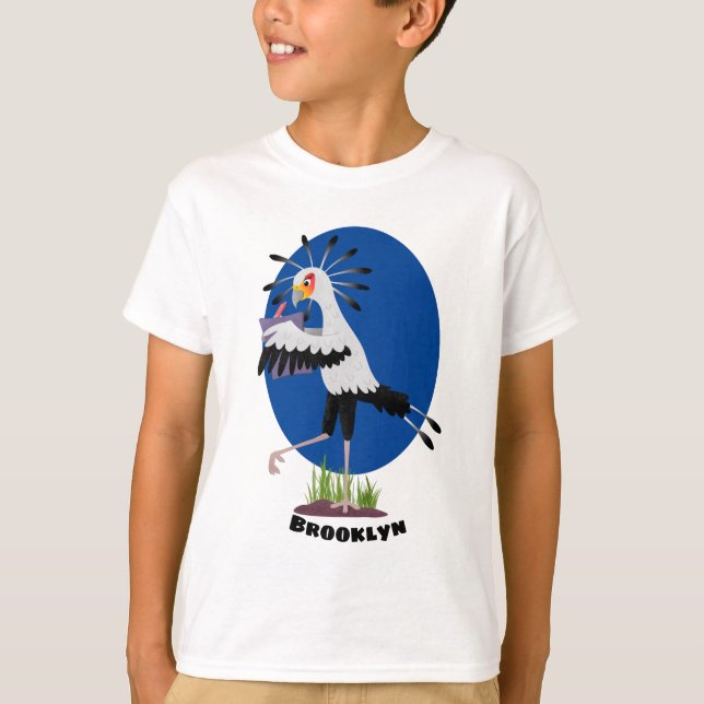 T-shirt Le mignon secrétaire oiseau écrire des notes dessi (Devant)