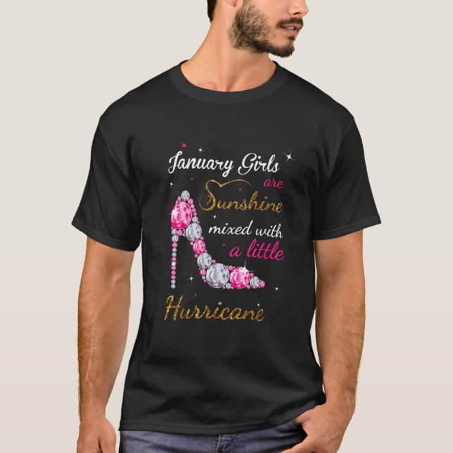 T-shirt le mois d'anniversaire de janvier, filles était né (Devant)