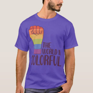 T-shirt Le Monde Est Coloré Gay Queer Couple Rainbow LGB