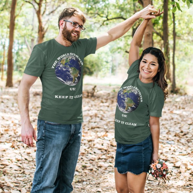 T-shirt Le monde tourne autour de nous Jour des terres Uni (World Revolves Around Us Earth Day Unisex T-Shirt)