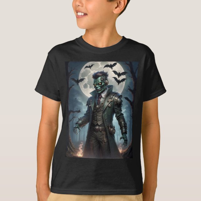 T-shirt Le monstre de Halloween Steampunk Frankenstein (Devant)