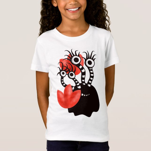 T-Shirt Le monstre mignon avec quatre yeux soustraient des (Devant)