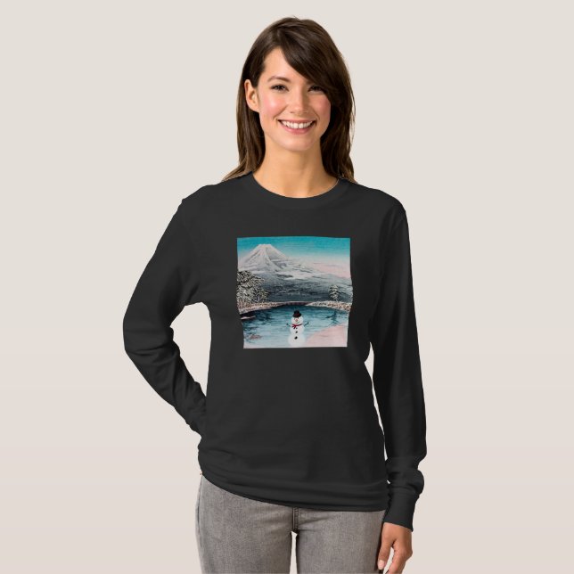 T-shirt Le Mont Fuji et le Snowman (Devant entier)