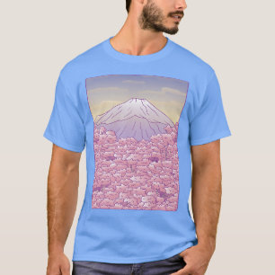 T-shirt Le Mont Fuji Pastel Japonais Sakura Cerise Blossem