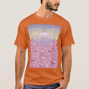T-shirt Le Mont Fuji Pastel Japonais Sakura Cerise Blossem