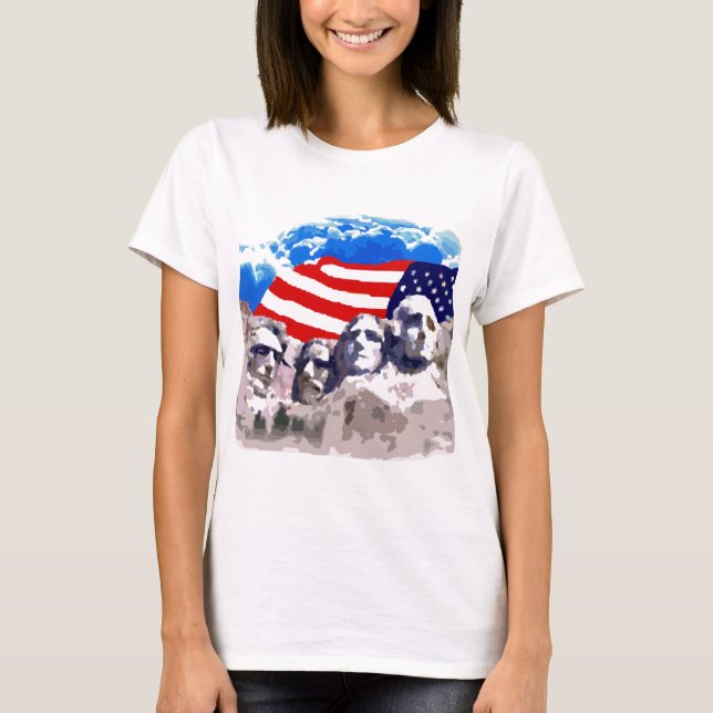 T-shirt Le mont Rushmore avec le drapeau américain (Devant)