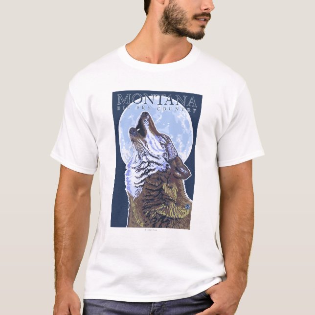 T-shirt Le Montana -- Grand loup de CountryHowling de ciel (Devant)