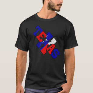 T-shirt Le Mot Texas Avec Drapeau D'État Couleurs Rouge Bl