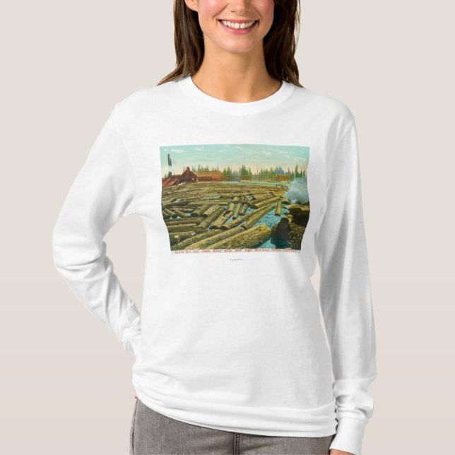 T-shirt Le moulin de bois de charpente et le barrage, (Devant)