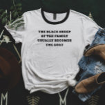 T-shirt Le mouton noir devient la chèvre<br><div class="desc">Faites une déclaration en gras avec le T-shirt "Le mouton noir devient la chèvre". Parfait pour tous ceux qui sont fiers de se démarquer de la foule, ce design plein d'esprit met en lumière avec humour le voyage qui va d'être le "mouton noir" à devenir le "GOAT" (le plus grand...</div>