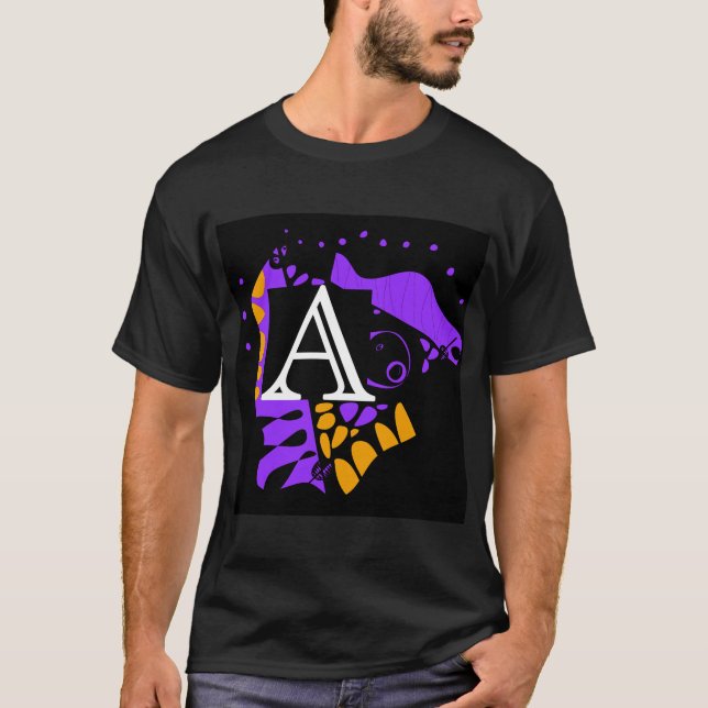 T-shirt Le nid d’oiseaux - Lettre initiale personnalisée A (Devant)