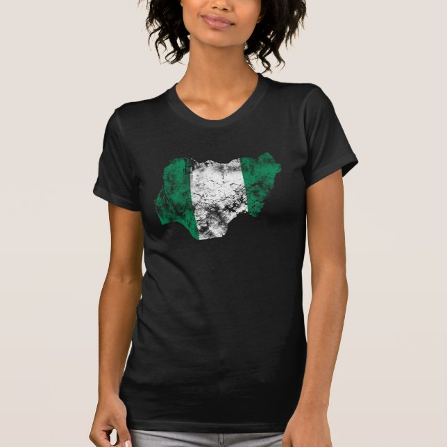 T-shirt Le Nigéria a affligé le drapeau (Devant)