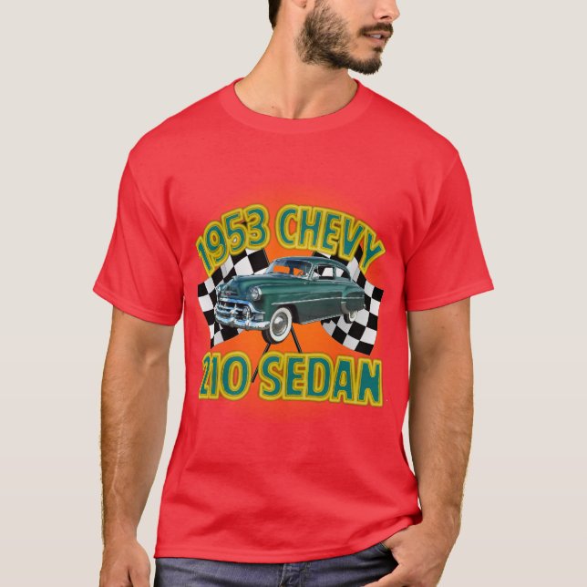 T-shirt Le noir des hommes Chevy 1953 210 (Devant)