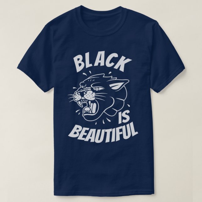 T-shirt Le noir est belle Panthère Chat noir (Design devant)