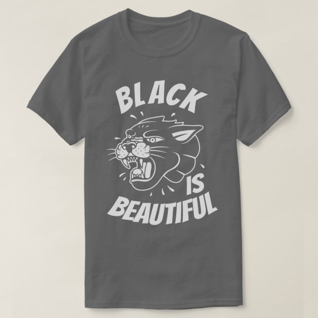 T-shirt Le noir est belle Panthère Chat noir (Design devant)