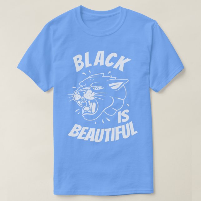 T-shirt Le noir est belle Panthère Chat noir (Design devant)