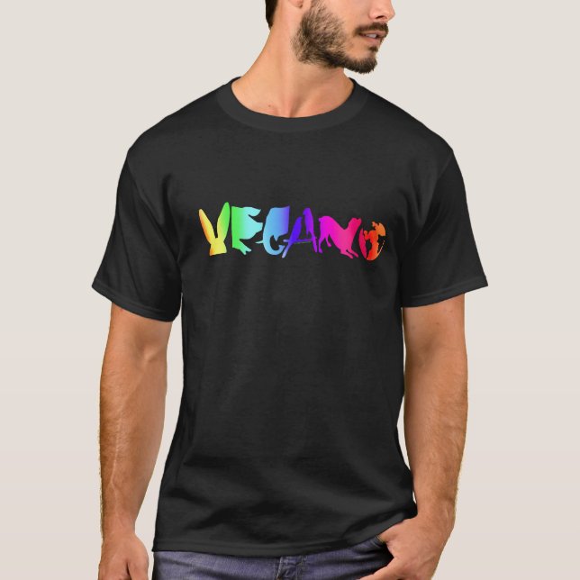T-shirt Le noir T de l'ARC-EN-CIEL espagnols VEGANO des (Devant)