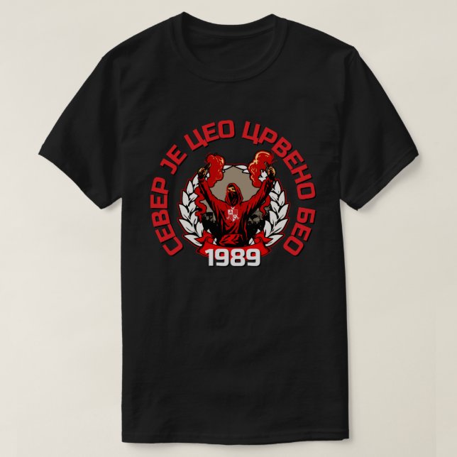 T-shirt Le Nord est entièrement Rouge-Blanc (Design devant)