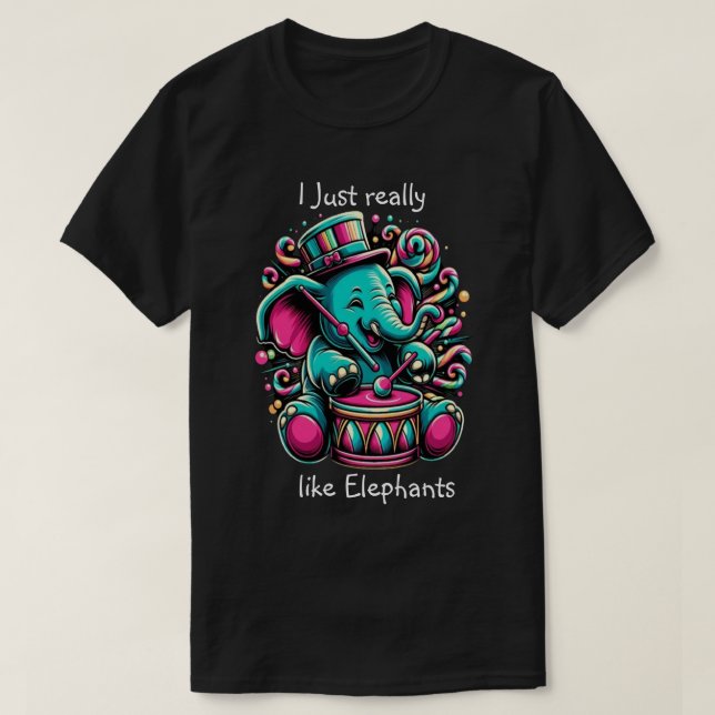 T-shirt Le Pachyderme Musical J'aime vraiment les éléphant (Design devant)