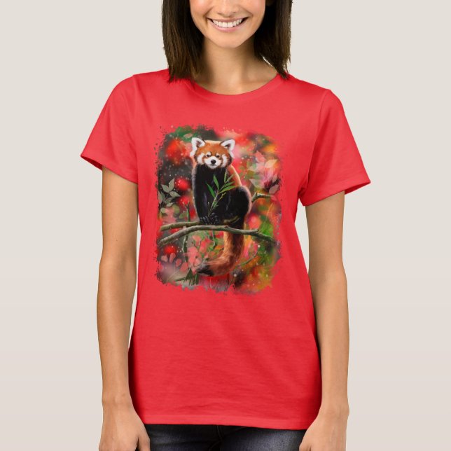T-shirt Le panda rouge est assis sur une branche (Devant)