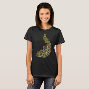 T-shirt Le paon doré et violet brillant