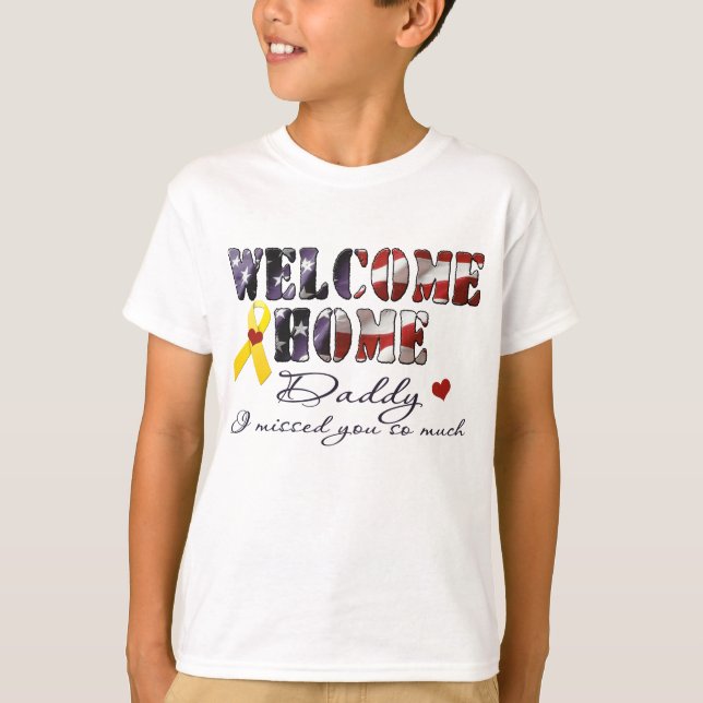 T-shirt Le papa à la maison bienvenu je vous ai manqués (Devant)