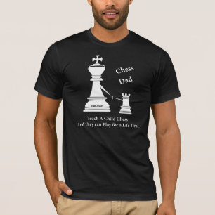 T-shirt Le papa d'échecs, enseignent des échecs d'enfant,