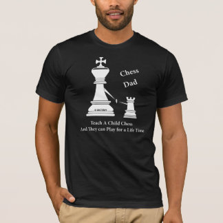 T-shirt Le papa d'échecs, enseignent des échecs d'enfant,