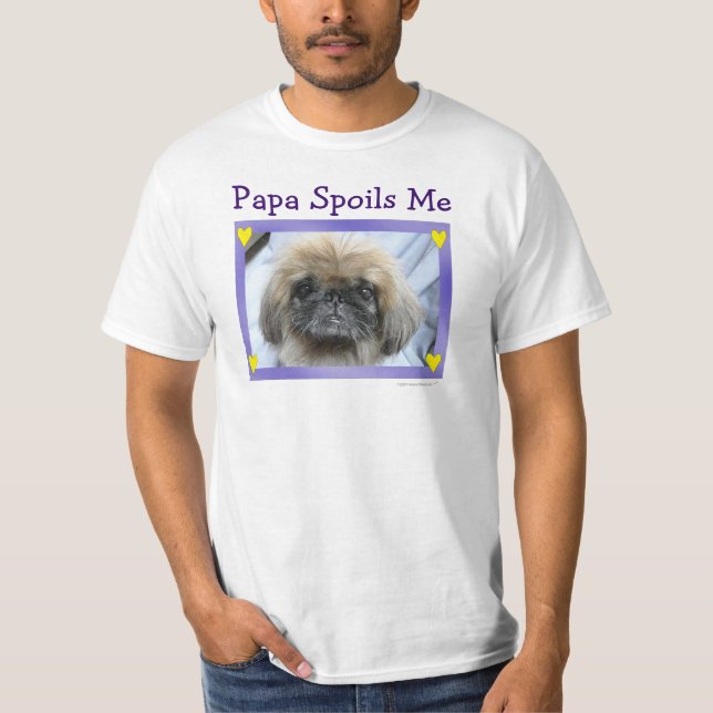 T-shirt Le papa m'abîme chemise de Pekingese (Devant)