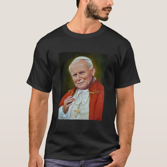 T-shirt Le Pape Jean II, Portrait Saint Jean-Paul II, Reli (Devant)
