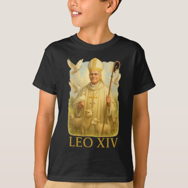 T-shirt Le Pape Leo Xiv Doves - Christian Catholic Faith I (Devant)