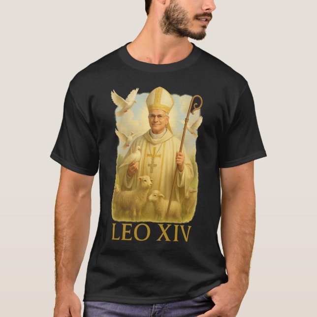 T-shirt Le Pape Leo Xiv Doves - Christian Catholic Faith I (Devant)