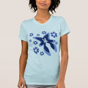 T-shirt Le papillon bleu fleurit pièce en t